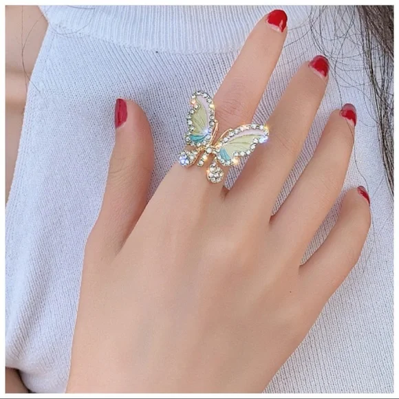 Metallic Colorful Crystal Butterfly Set - Picture 7 of 10